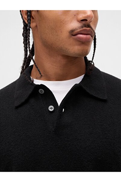GAP Erkek Siyah CashSoft Relaxed Polo Kazak