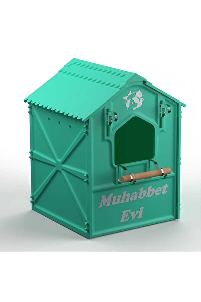 Almina Pet Plastik Kuş Yuvası Demonte 14. 5 x 14.5 x 20cm Mint yeşili