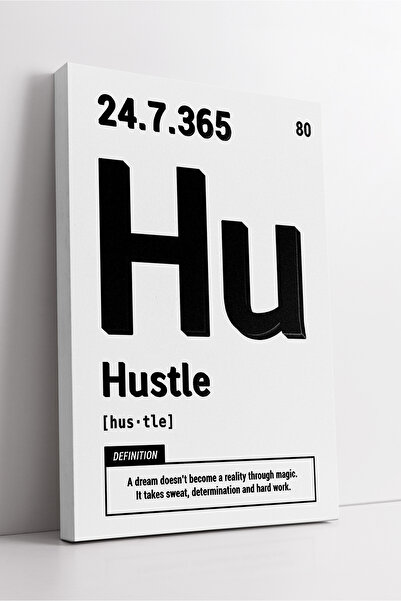 KOSS Dijital Hustle Definition Written Minimal Chemical Element Style White Modern Motivational Canvas Wall Art