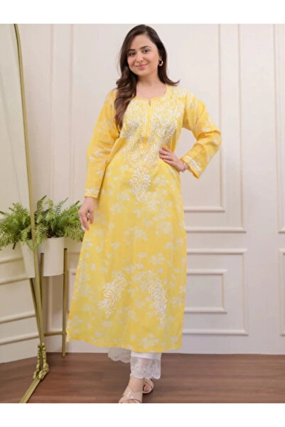 MYSMAR Yellow Cotton Kurti Pant - FFT1672 | Yellow