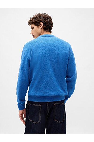 GAP Erkek Mavi CashSoft Relaxed Polo Kazak