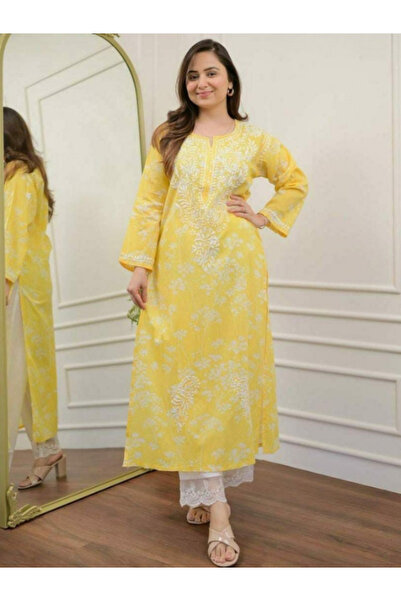 MYSMAR Yellow Cotton Kurti Pant - FFT1672 | Yellow