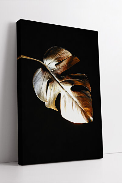 KOSS Dijital Decor de perete din pânză minimalistă, cu frunze de monstera aur...