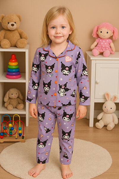 SANTRALBEBE Girl's Front Buttoned Pajama Set