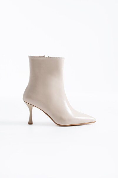 Moda Pie Cizme de damă cu toc subțire Canberte, bej, încrețit