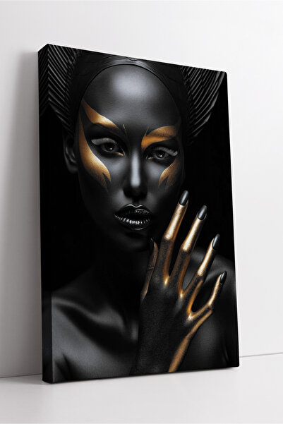 KOSS Dijital Μαύρο πορτρέτο με χρυσή λεπτομέρεια Γυναικεία φιγούρα Κομψός μον...