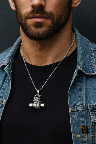 depozoom Erkek Çelik Zincir VE Kolye Ucu - Dambıl Paslanmaz 316L Çelik Aksesuar