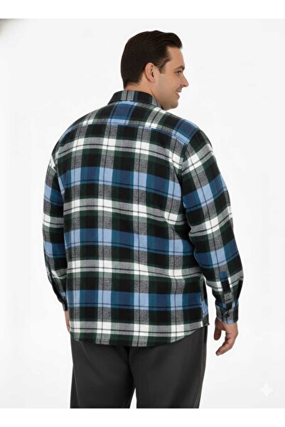 cusseli Plus Size Shirt Single Pocket Lumberjack 25394 Petrol-Green
