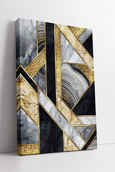 KOSS Dijital Pictură pe pânză modernă abstractă cu marmură aurie geometrică, ...