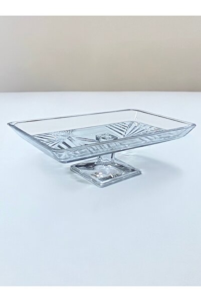 Paşabahçe Standing Presentation Plate Glass Stylish Elegant Cake Pastry Serving Presentation Rectangular Glass Plate