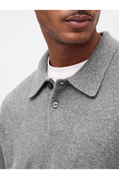 GAP Erkek Gri CashSoft Relaxed Polo Kazak