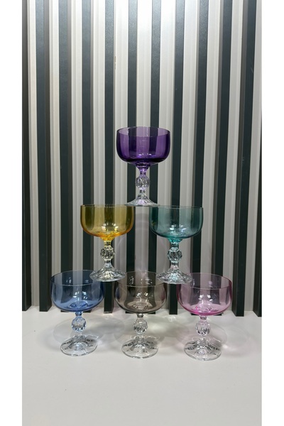 Vakıf home Bohemia Kristal Ayaklı Renkli Dondurmalık Magnolia Kasesi