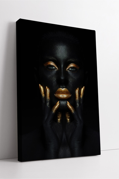 KOSS Dijital Artă portretistică a femeilor negre cu detalii aurii, estetică m...