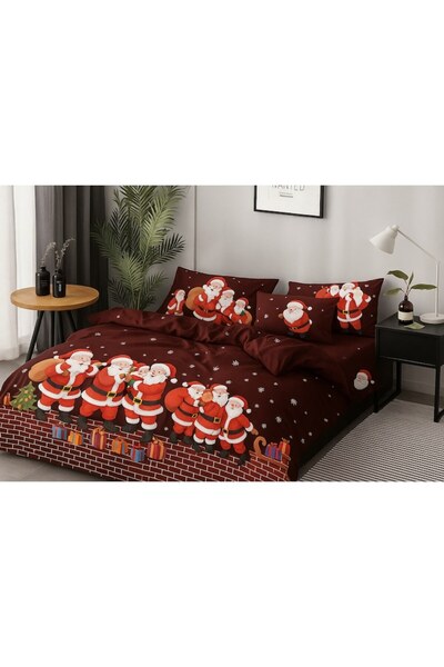 Casa Pucioasa Christmas Bed Linen - Finet Cotton 6 Pieces, Santa Claus Pattern, Fitted Sheet 230x250