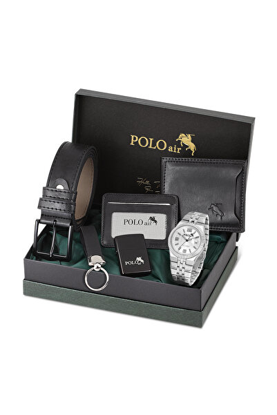 Polo Air Erkek Kol Saati Kemer Cüzdan Kartlık Çakmak Anahtarlık Hediyelik Kut...