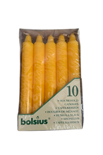 Bolsius Set de 10 lumânări cilindrice, 17,5 cm, 2,2 cm, galbene
