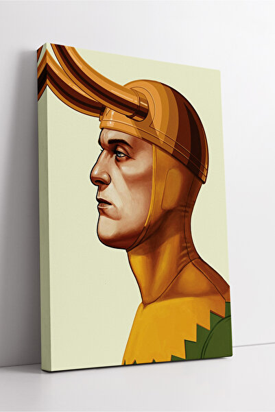KOSS Dijital Portret în stil Loki cu cască de aur, pictură pe pânză, decor mural modern mitologic, design artistic