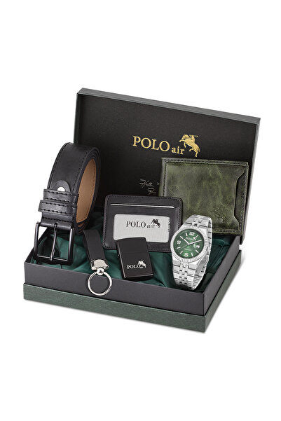 Polo Air Erkek Kol Saati Kemer Cüzdan Kartlık Çakmak Anahtarlık Hediyelik Kut...