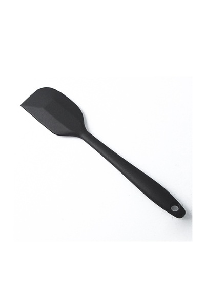 ZUZU MADE Büyük Boy Yanmaz Yapışmaz Çizmez Silikon Çorba Kepçesi Yemek Servis Kaşığı Yan Spatula Düz Spatula Kaşık Seti 4 Parça Siyah Renk