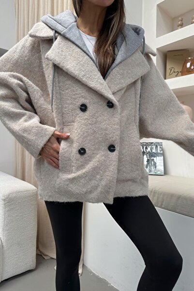 mylove معطف بغطاء للرأس من نوع سويت ستون