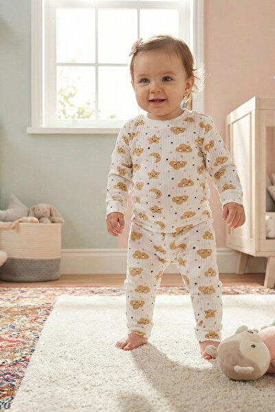 BUUFUU Children's Suit Cotton Moon Patterned 1-3 Years Old