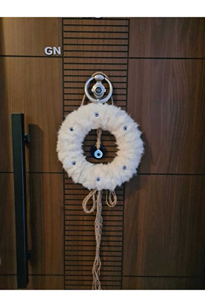 KNC EXCLUSİVE CLASSİC Modern Decorative Black Feathered Evil Eye Beaded Door Ornament and Wall Wreath |