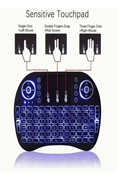 Generic Mini Wireless Keyboard with Colors LED Backlight and Integrated Touchpad