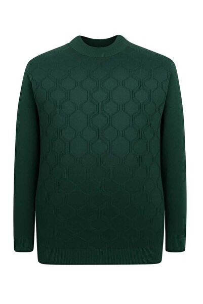 tambattal Plus Size Half Fisherman Pattern Knitwear Sweater