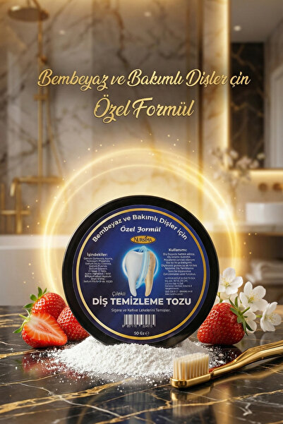 Nursima Çilekli Diş Beyazlatma Tozu – Çay, Kahve Lekesi Karşıtı, 50 gr