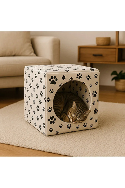 CKV CENTER SARI RENK 3 Fonksiyonlu Kedi & Köpek Yatağı 40x40x40CM