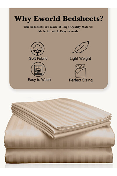 e world unbox happiness 3 Piece White Striped Bed Sheet Set – Flat Sheet & 2 Pillowcases