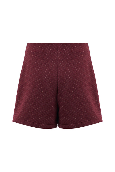 Eight Fashion Women's Burgundy Textured Jacquard Stylish Shiny Shorts Skirt