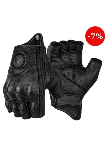 MOTOWOLF Mănuși din piele fără degete pentru motocicletă/ATV/bicicletă cu pro...