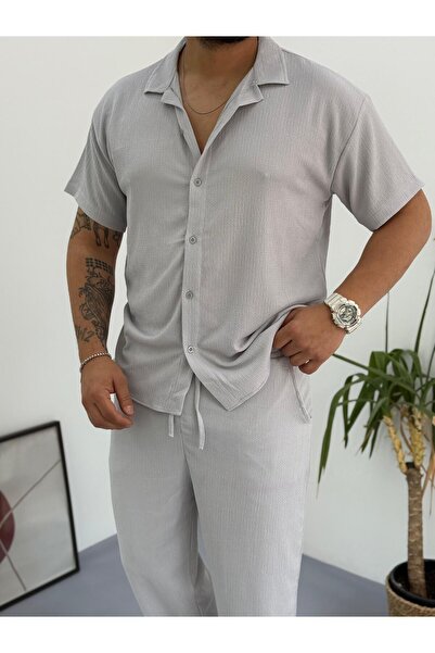 Baycombine35 Short Sleeve Buttoned Wrinkled Fabric Shirt