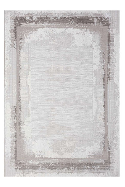 Koza Halı Çırağan Koleksiyonu 46321G Gri – Modern Eskitme Çerçeveli, Yumuşak Dokulu 10 mm Halı