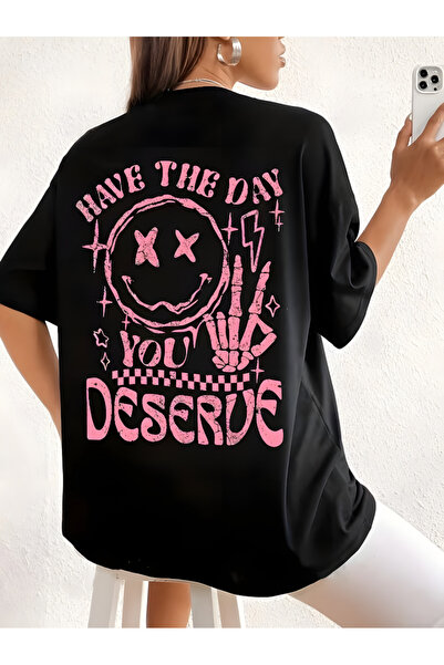 Printiva تيشيرت أسود بأكمام قصيرة ورقبة قطن مطبوع "ابتسم" للجنسين من زينروفا،...