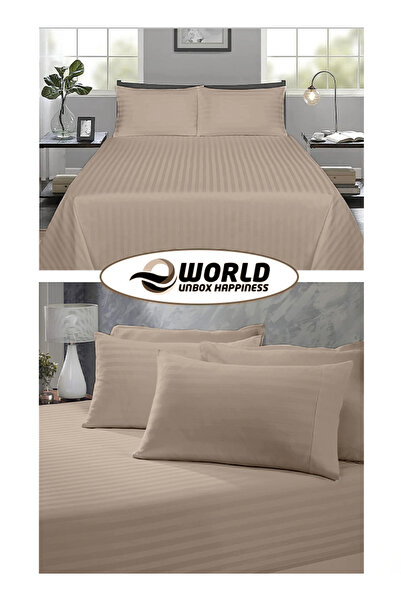 e world unbox happiness 3 Piece White Striped Bed Sheet Set – Flat Sheet & 2 Pillowcases