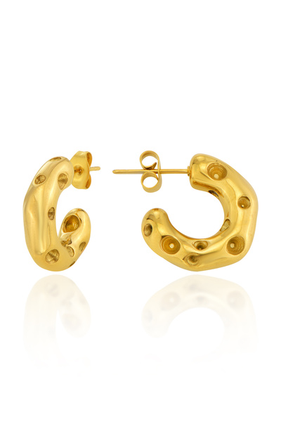 Cosmia Shine أقراط دائرية سميكة من الفولاذ المقاوم للصدأ ذات ملمس كريتيري