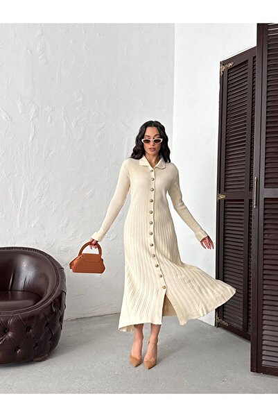 alenmoda Φόρεμα με κουμπιά Endam μπορντό