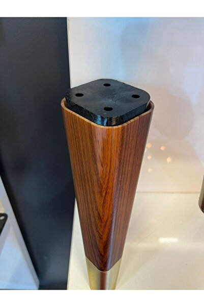 Taşkın Aksesuar Pyramid Hard Plastic Leg Conical 15cm Walnut Matte Gold Seat Nightstand Modern Tv Unit Furniture Cabinet
