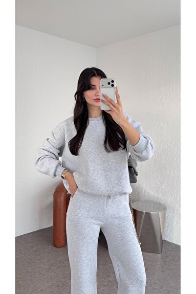 HAZELANNA 3 Thread Raised Gray Sweat