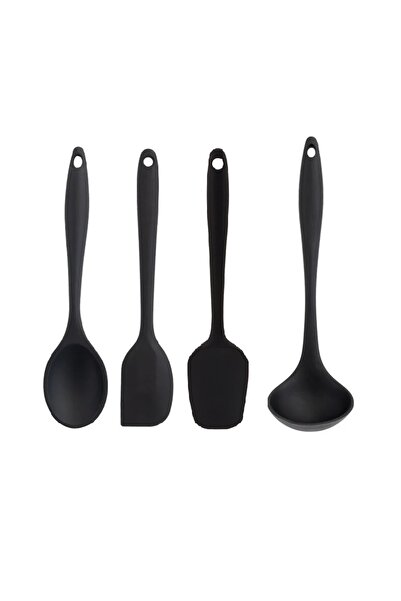 ZUZU MADE Büyük Boy Yanmaz Yapışmaz Çizmez Silikon Kepçe Kaşık Spatula Seti 4...