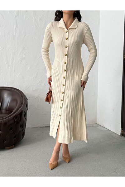 alenmoda Φόρεμα με κουμπιά Endam μπορντό