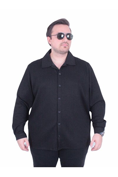 MocGrande Men's Plus Size Long Sleeve Shirt 25727 Black