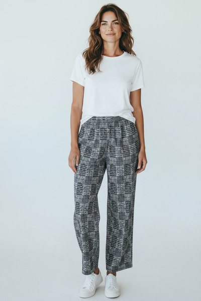 BİLGENS BUTİK Women's Winter Plaid Pattern Pants