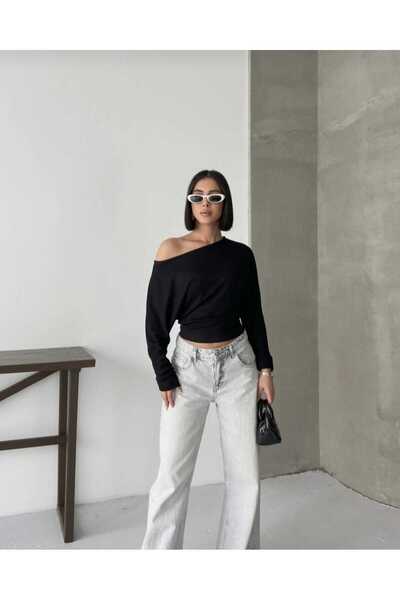 REELMODA Γυναικεία μπλούζα με μακρύ μανίκι με λαιμόκοψη και μοντέρνα εφαρμογή