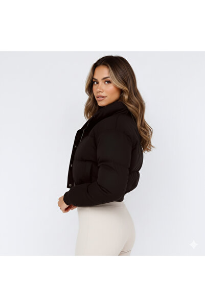 OEM Cropped Quilted Winter Puffer Jacket – Stand-Up Collar and Hidden Zipper