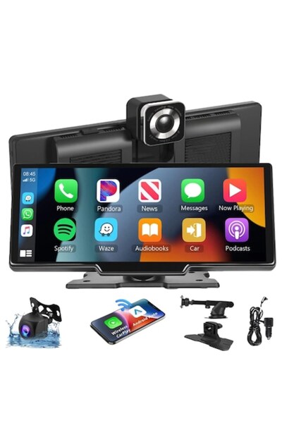 AURALIV Navigație auto de 7" cu CarPlay și Android Auto, cameră frontală 4K și cameră spate 1080p, Bluetooth