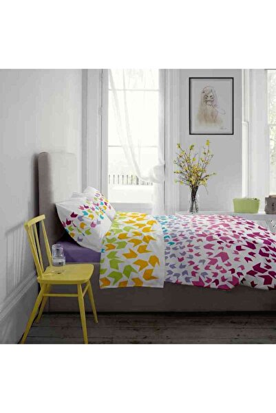 Dormisete DHome Renforce Bedding Set 220x230 + Duvet Cover 180x210 + 2 Pillowcases 50x70 (Purple-Multicolor)