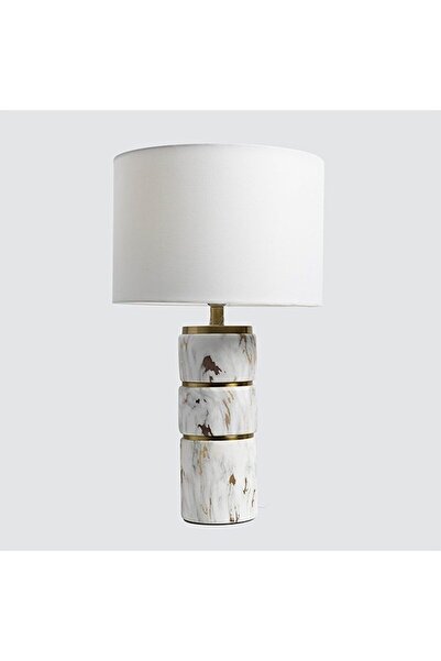 EUROLAMP Lampă de masă ceramică, alb-auriu, H53 cm